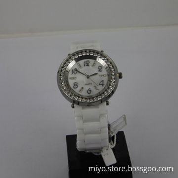 Stainless steel case/ceramic bracelet watch, fancy, novelty and stones items, OEM/ODM orders welcome